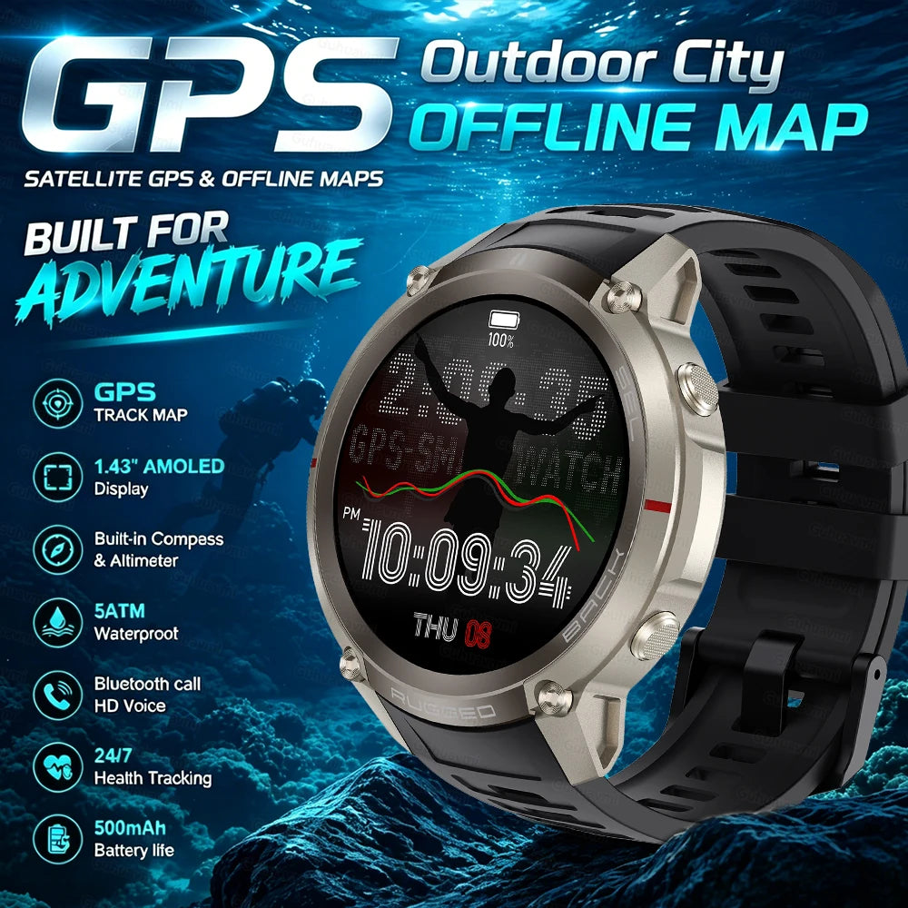GPS Smart Watch with offline map Swimming Waterproof Sports Tracking Watch Heart Rate Blood Oxygen Sleep GPS positioning Watches