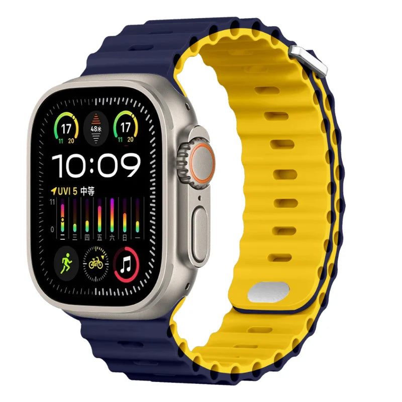 Ocean strap For Apple Watch Ultra 3 2 1 Band 49mm 11 10 9 8 7 46mm 45mm 41mm Silicone Wristband iWatch 6 5 4 SE3 44mm 40mm 42mm