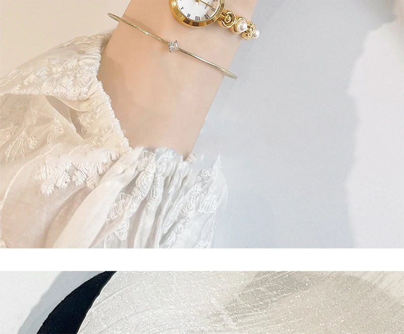 GEDI New Fashion Watch for Women Pearl Chain Temperament Wristwatches Vintage Luxury Elegant Waterproof Quartz Watches Ladies