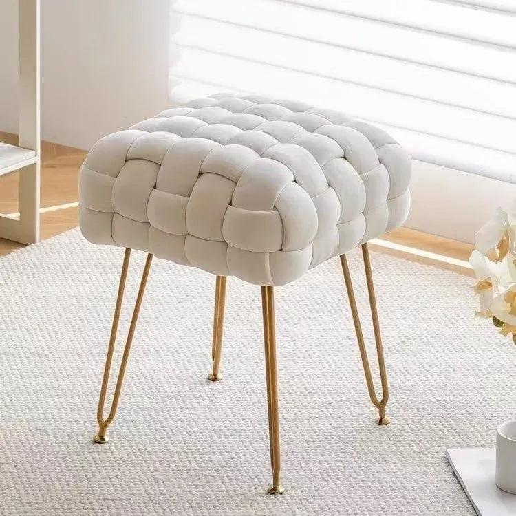 Upholstered Accent Side Chair Makeup Vanity Chair Low Velvet Stool for Dining Room Bedroom Living Room Ottoman Bench