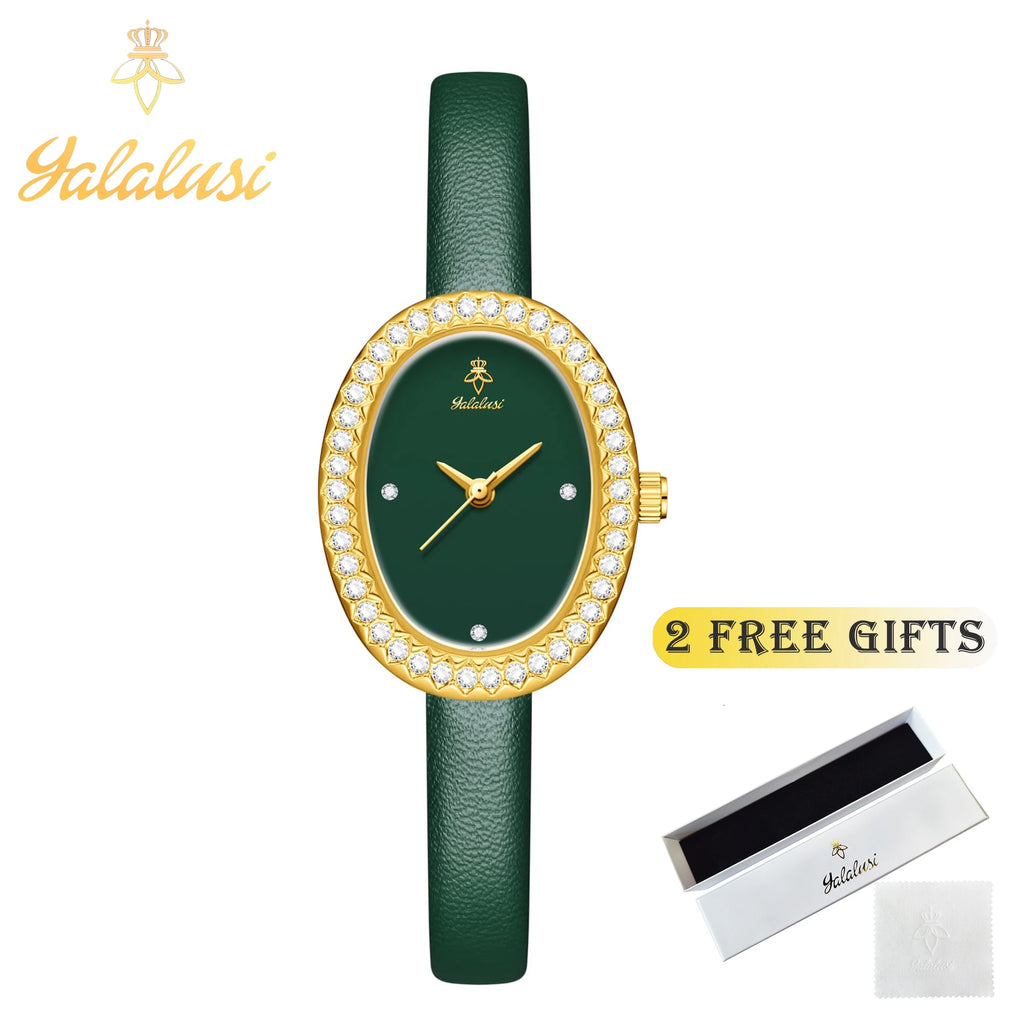 YaLaLuSi Women’s Fashion Water-Resistant Quartz Watch: A Luxurious Diamond-Set Leather Strap Bracelet Watch Gift reloj mujer
