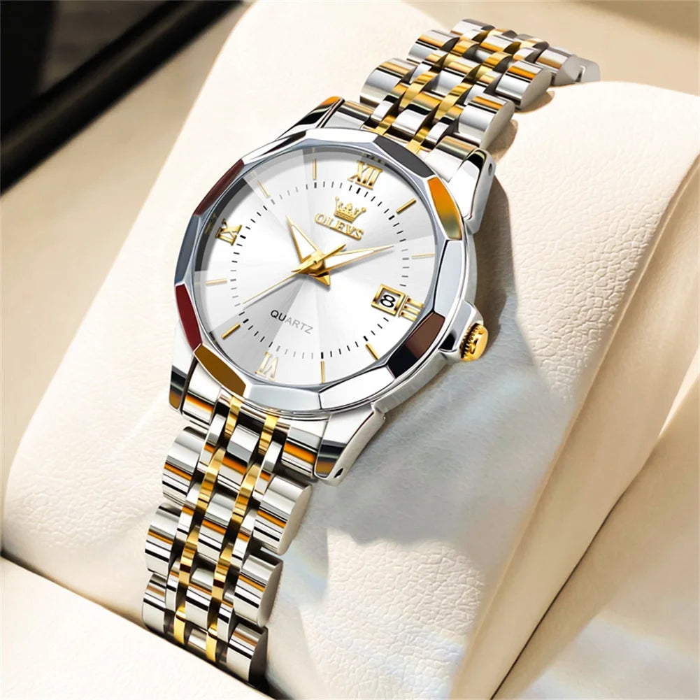 OLEVS 9931 Elegant Fashion Women's Watches Luxury Brand Original Quartz Watch forLadies Waterproof Stainless Steel Luminous Date