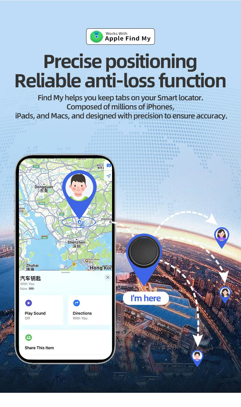Smart iOS GPS Tracker Tag Suitable For Apple iOS Airtag Anti Loss Locator Car Key Bicycles Elderly People Pets Anti Loss Tracker