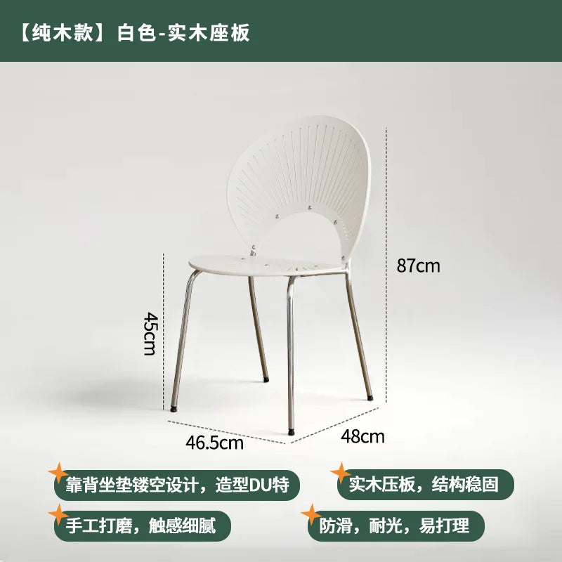 Retro Mid Century Solid Wood Shell Chair Simple Backrest Dining Tea Chair Luxury Home Furniture