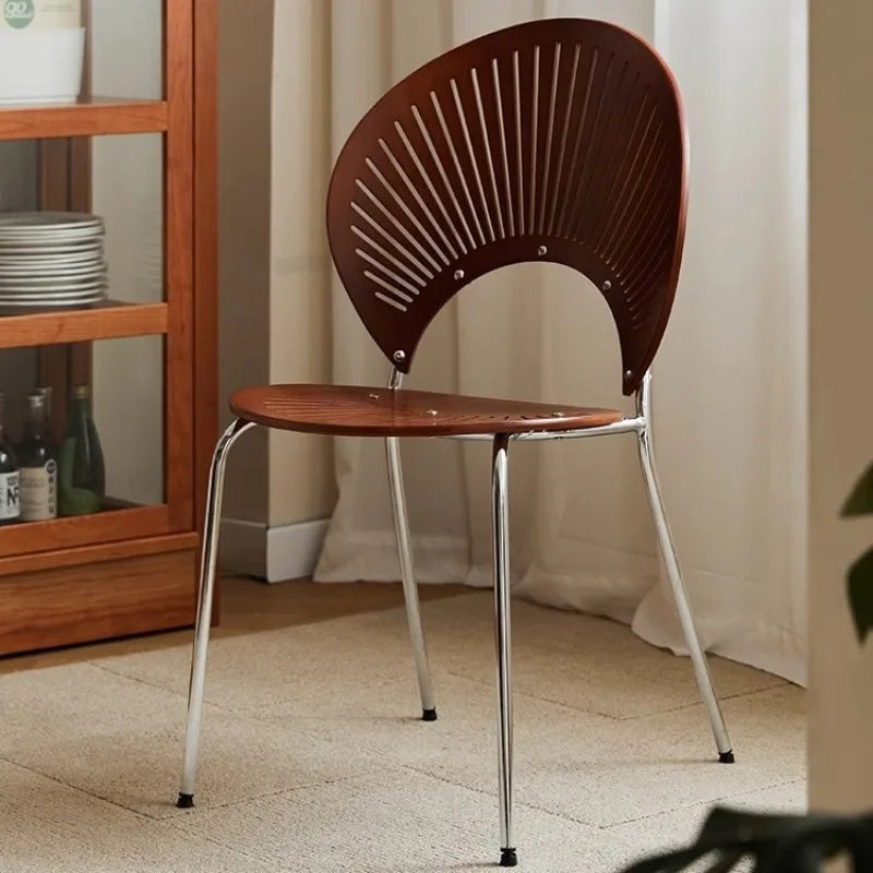 Retro Mid Century Solid Wood Shell Chair Simple Backrest Dining Tea Chair Luxury Home Furniture