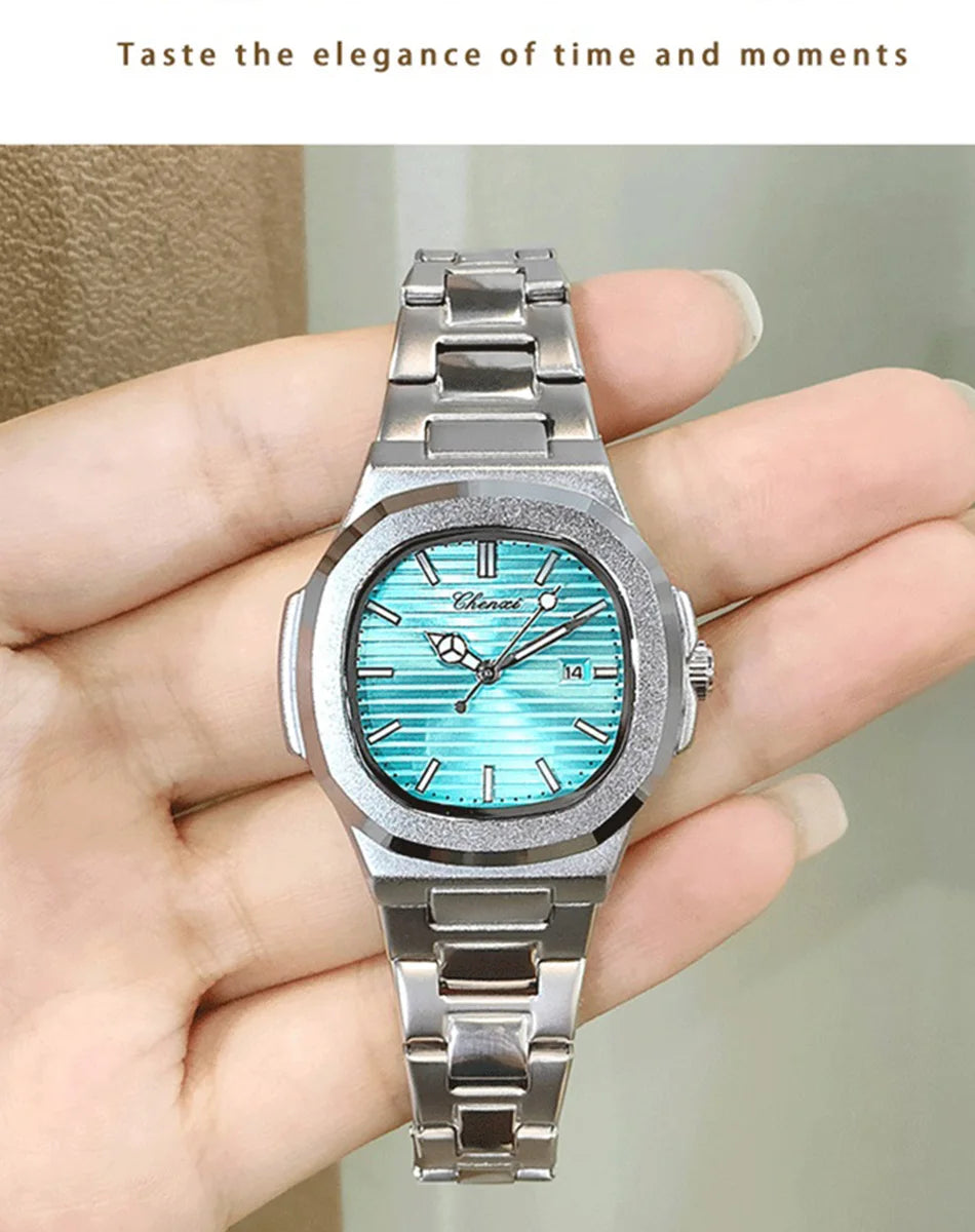 Watches For Woman Fashion Date Luminous Quartz Watch Silver Stainless Steel Clock Women's Stainless Steel Watch Waterproof