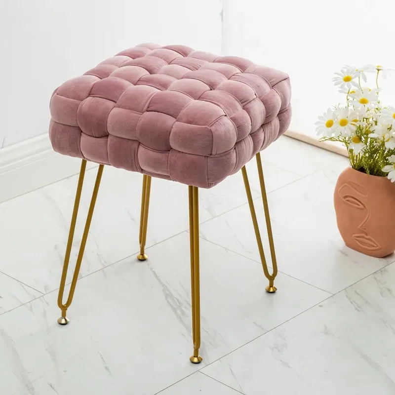 Upholstered Accent Side Chair Makeup Vanity Chair Low Velvet Stool for Dining Room Bedroom Living Room Ottoman Bench