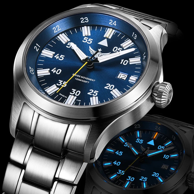 YELANG V1021S Men Quartz Watch 42mm Swiss Ronda  Movement 10-year battery life T100 Luminous 100m Waterproof Men's Diving Watch