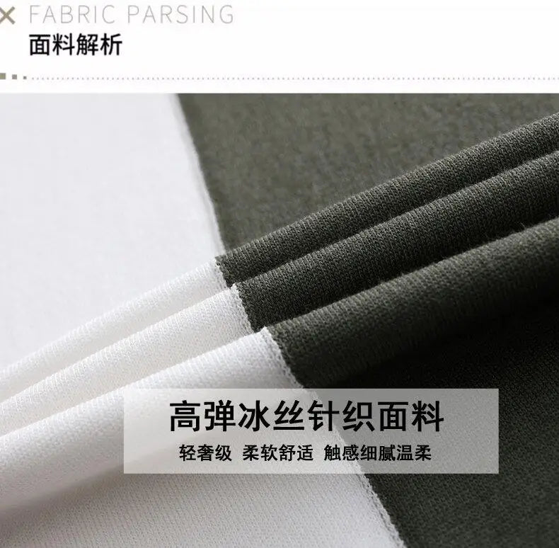 High-quality Color Blocked Striped Knitting Men's Polo Shirts Summer Thin Ice Silk Breathable Lapel T-shirt Business Casual Tees
