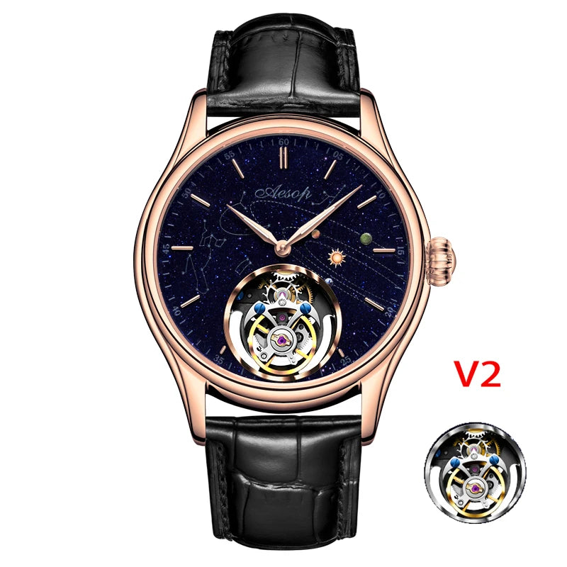 AESOP 7025 Flying Tourbillon Movement Watch Brand For Men Skeleton Mechanical Luxury Watches Wterproof Wristwatches Sapphire