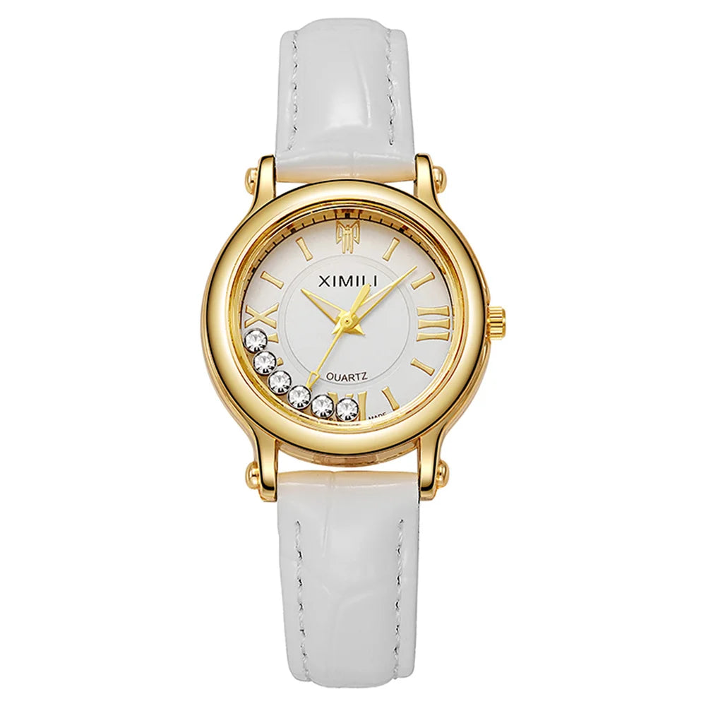 Ladies Fashion 2025 New Simple Roller Ball Small Quartz Watch Business Black Leather Women's Dress Clock Wristwatch