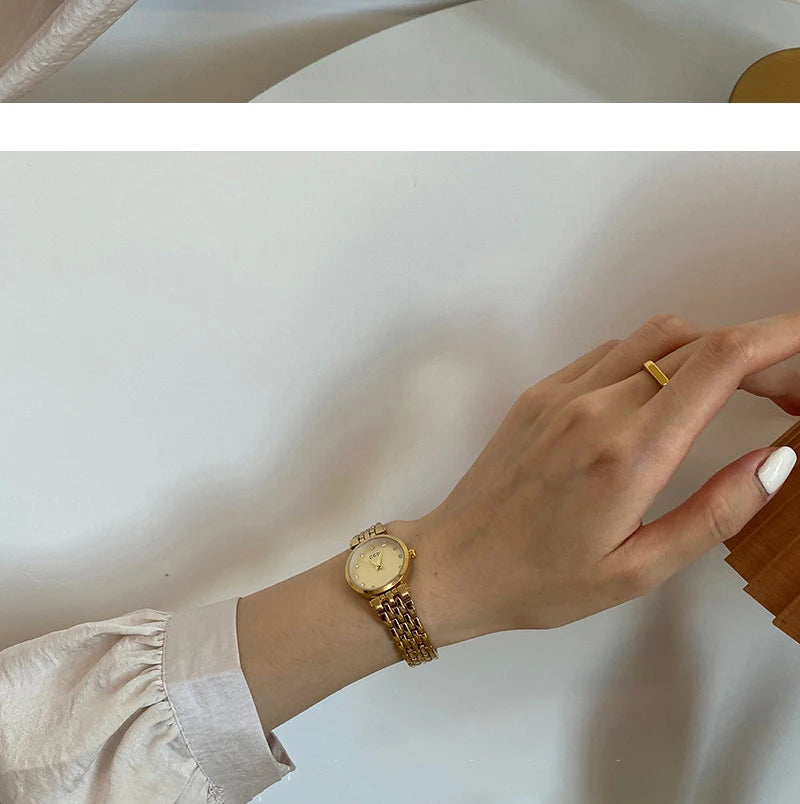 GEDI Ladies Watch New Vintage Exquisite Fashion Quartz Watches Woman Temperament Round Retro Watch Gifts Luxury
