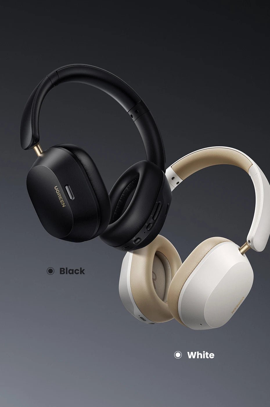 UGREEN Max5c Wireless Bluetooth Headphones 43dB Hybrid Active Noise Cancellation Hi-Res LDAC 75H Spatial Audio Earbuds Headset