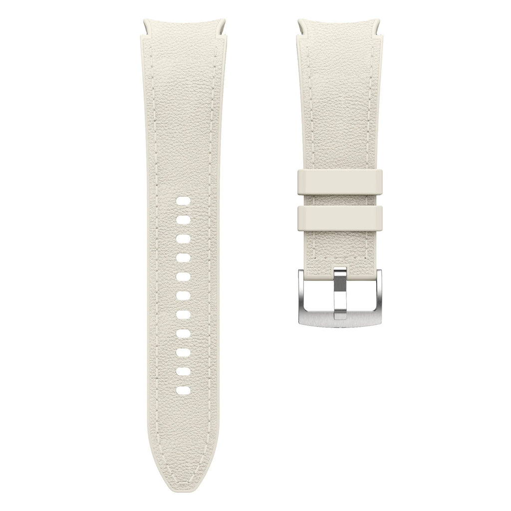 Silicone+Leather Strap for Samsung Galaxy Watch 7 6 5 4 44mm 40mm/5 Pro 45mm Wristband for Galaxy Watch 6 Classic 47mm 43mm Belt