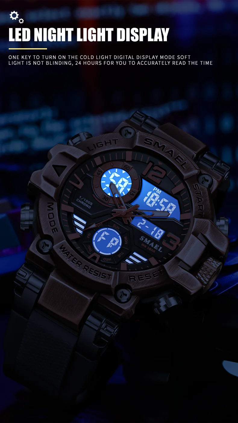 2025 SMAEL Sports Watches Men LED Watches New 50m Waterproof Digital Watches 8110 Shockproof Sports Watches for Men Electrionic