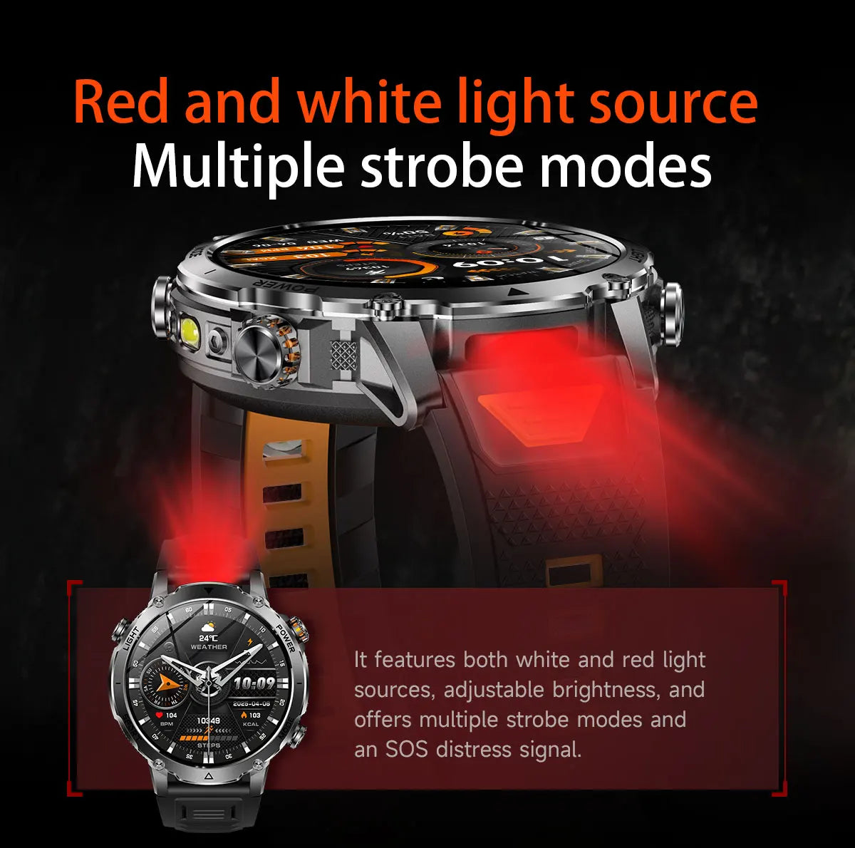 2026 New Military 1400mAh Battery Smart Watch Men Outdoor Flashlight 10ATM Waterproof Heart Rate Bluetooth Call Sports Bracelets