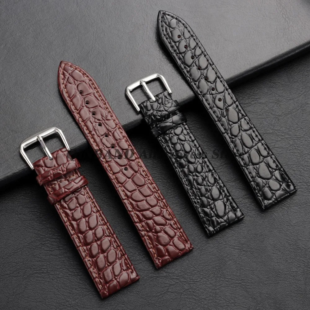 10/12/13/14/16/18/19/20/21/22mm Soft Cowhide Leather Watch Bands Crocodile Pattern Design Watch Straps Casual Business Bracelets