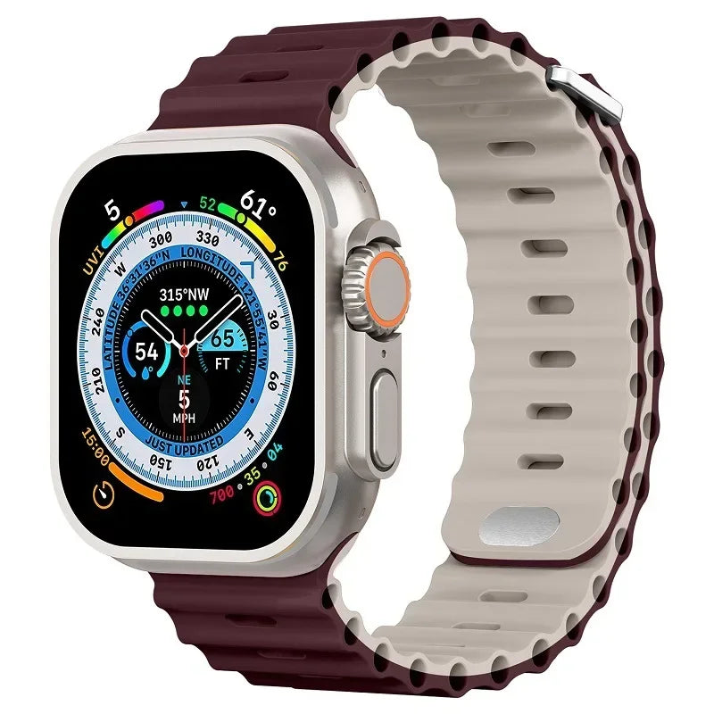 Ocean strap For Apple Watch Ultra 3 2 1 Band 49mm 11 10 9 8 7 46mm 45mm 41mm Silicone Wristband iWatch 6 5 4 SE3 44mm 40mm 42mm