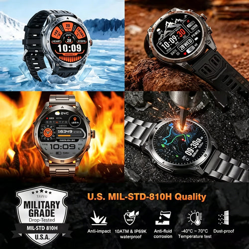 2026New Military Grade 1000mAh Battery GPS Smart Watch 10ATM Waterproof Compass Altimeter Call AMOLED Men Swim Sports Smartwatch