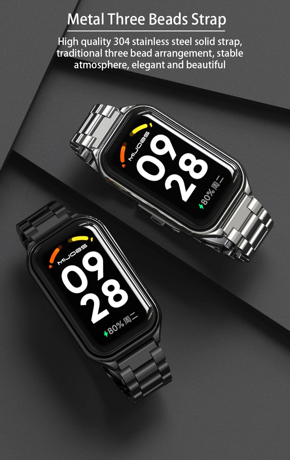 Strap For Xiaomi Mi Band 8 9 Active Bracelet for Xiaomi Smart Band 8 Active Stainless Steel Metal Watchband Mi Band 8 Active