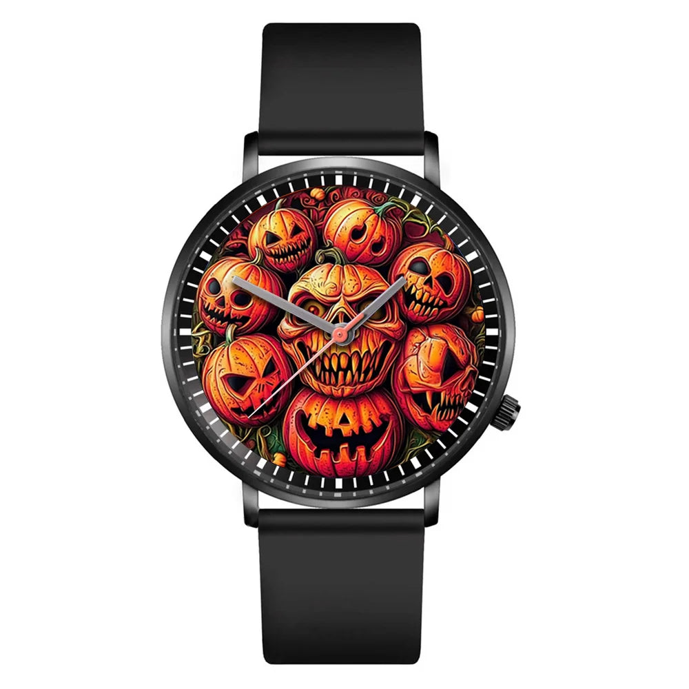 Hot 2025 Skull Simple Design Men's and Women's Quartz Watch Casual Silicone Black Women's Fashion Halloween Gift Wristwatch