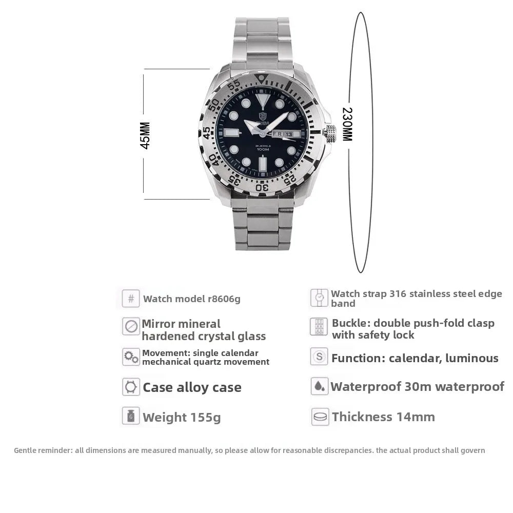 High-Quality Luxury Watch Calendar, Day, Water-Resistant, Luminous Quartz Watch Business Men's Watch Fashion Timepiece