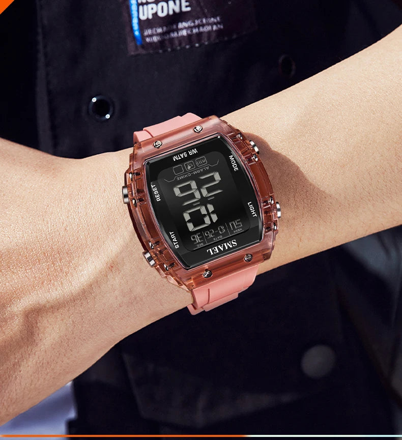 SMAEL Watches for Women LCD Digital Movement Silicone Strap Clock Fashion Trend Waterproof Sport Electronic Wristwatches Female