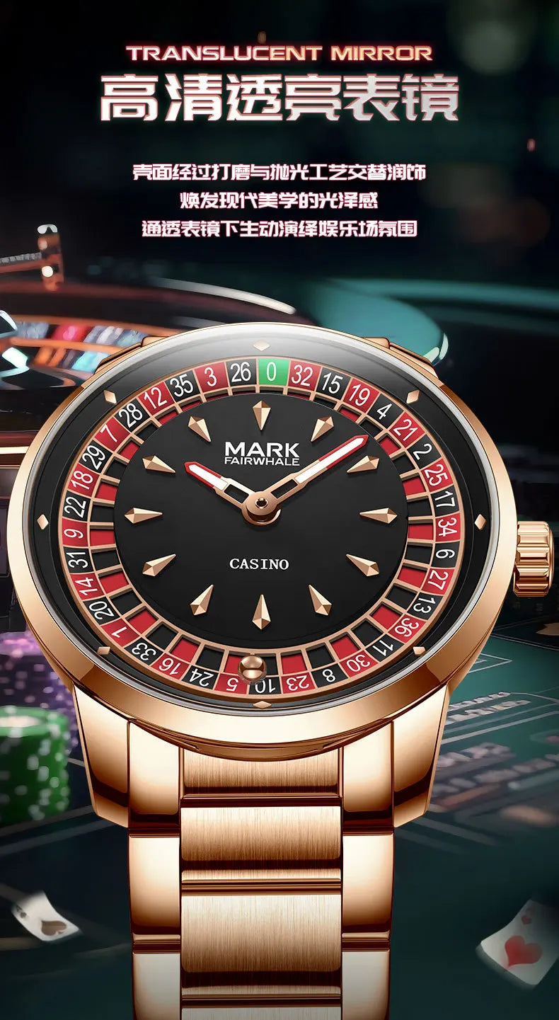 Mark Fairwhale Original Watch For Men Luxury Stainless Steel Clock Fashion Casual Fun Roulette Design Quartz Wristwatch 2025 New