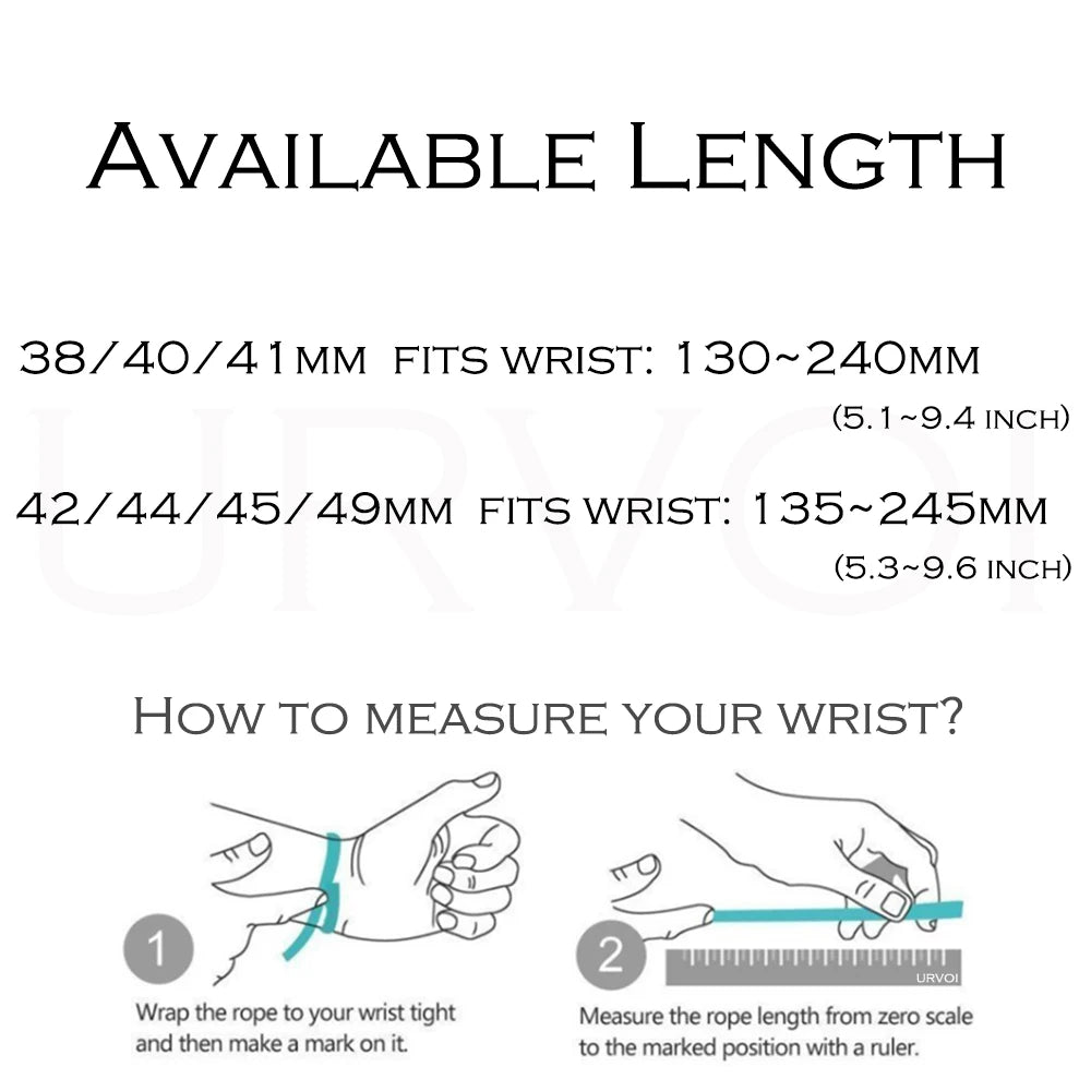 URVOI Band for Apple Watch Ultra 3 2 Series 11 10 9 8 SE stainless steel mesh strap for iWatch secure parachute buckle 46 49mm