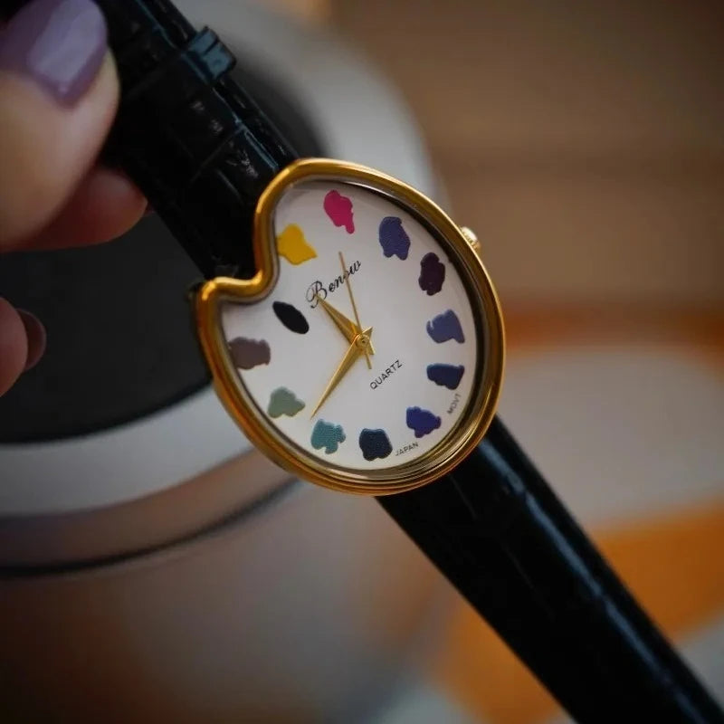 2026 Hot Sale Retro Niche Art sketching board Design Leather Quartz Square Exquisite and Versatile Pointer Watch 29mm
