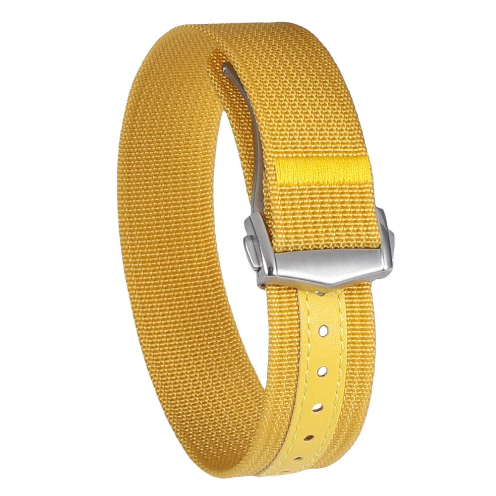 Premium Ribbed Watch Band Deployant Clasp Nylon 20mm 22mm Watch Strap for Omega Folding Buckle Watchband Sport Wristband For Men