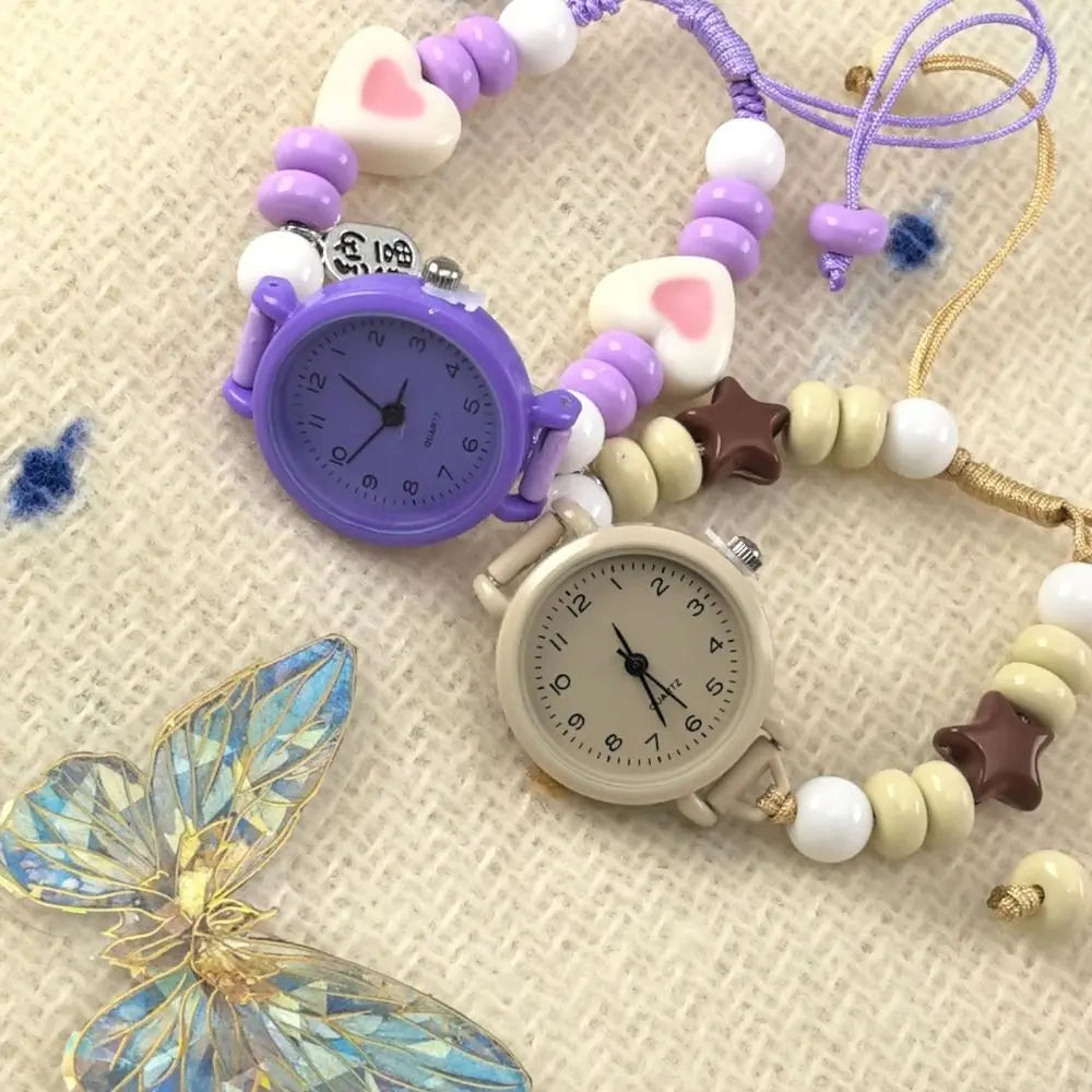 Fashion Dopamine Bracelet Watch Beaded Pendant Star Heart Chain Watch Adjustable Quartz Watch Women Girls
