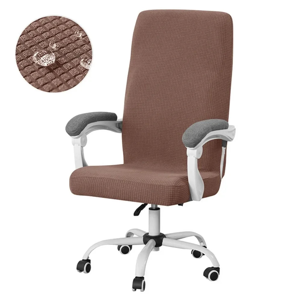 ARMFAVER Waterproof Office Chair Cover with Zipper Stretchable Fit for Swivel Chairs Elastic Slipcover Protector Solid Colors