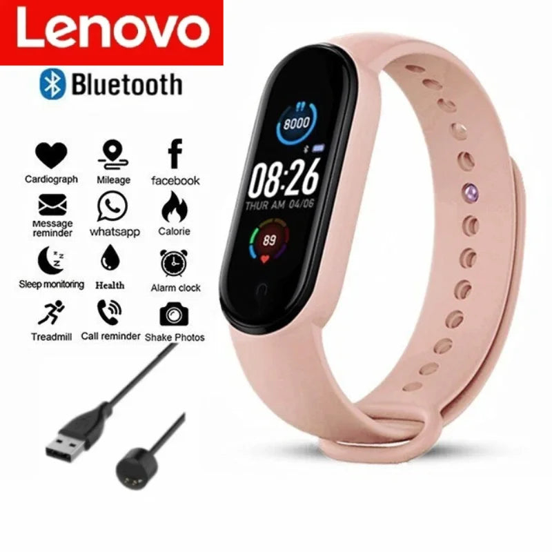 Lenovo Smart Watch Men Women Smart Band Fitness Tracker Heart Rate Sleep Monitor Step Counter Bluetooth Call Reminder Watch 2026
