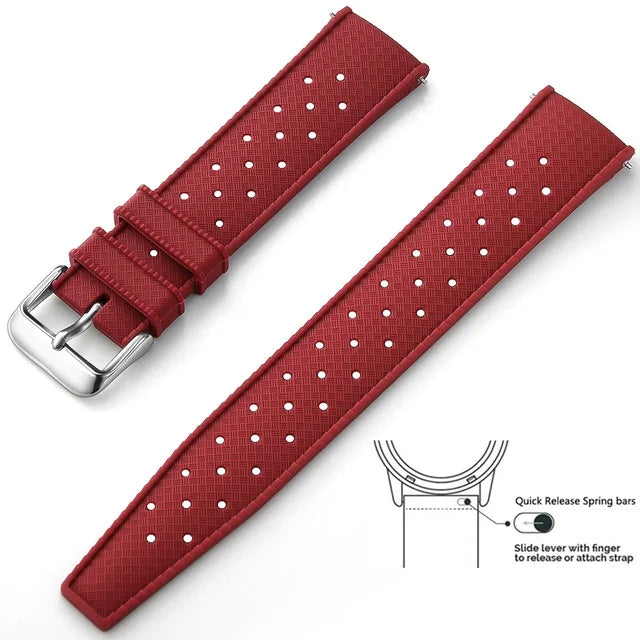 20mm 22mm Quick Release New Tropical TPU Rubber Strap Flat Head Universal Watch Band Ventilate Silicone Tropic Bracelet
