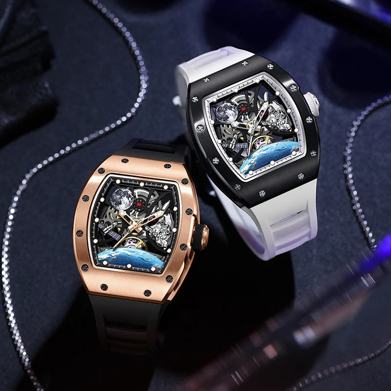 2025 Automatic Movement Mechanical Wrist Watches Men Hollow Design Waterproof Watch High Quality Custom Logo Automatic Watches
