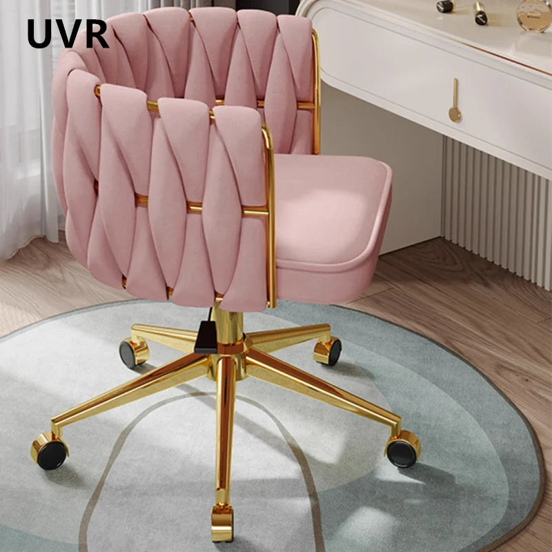 UVRLiving Room Chair Home Bedroom Girls Dresser Makeup Chair Computer Office Chair  Light Luxury Lift Swivel Backrest Chair