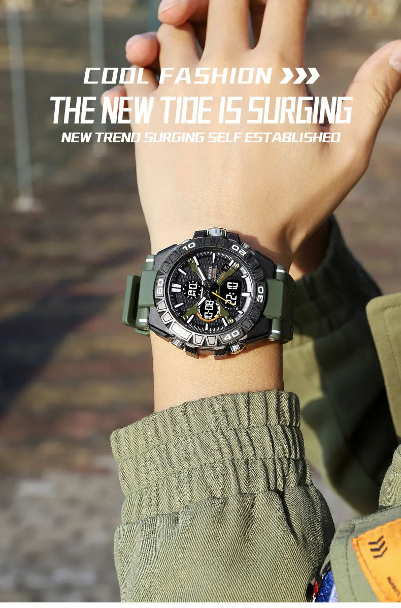 New Men Fashion Watches Quartz Watch Waterproof 50M Man Digital Watch Led 8071 Smael Brand Watch Military Sports Dual Display