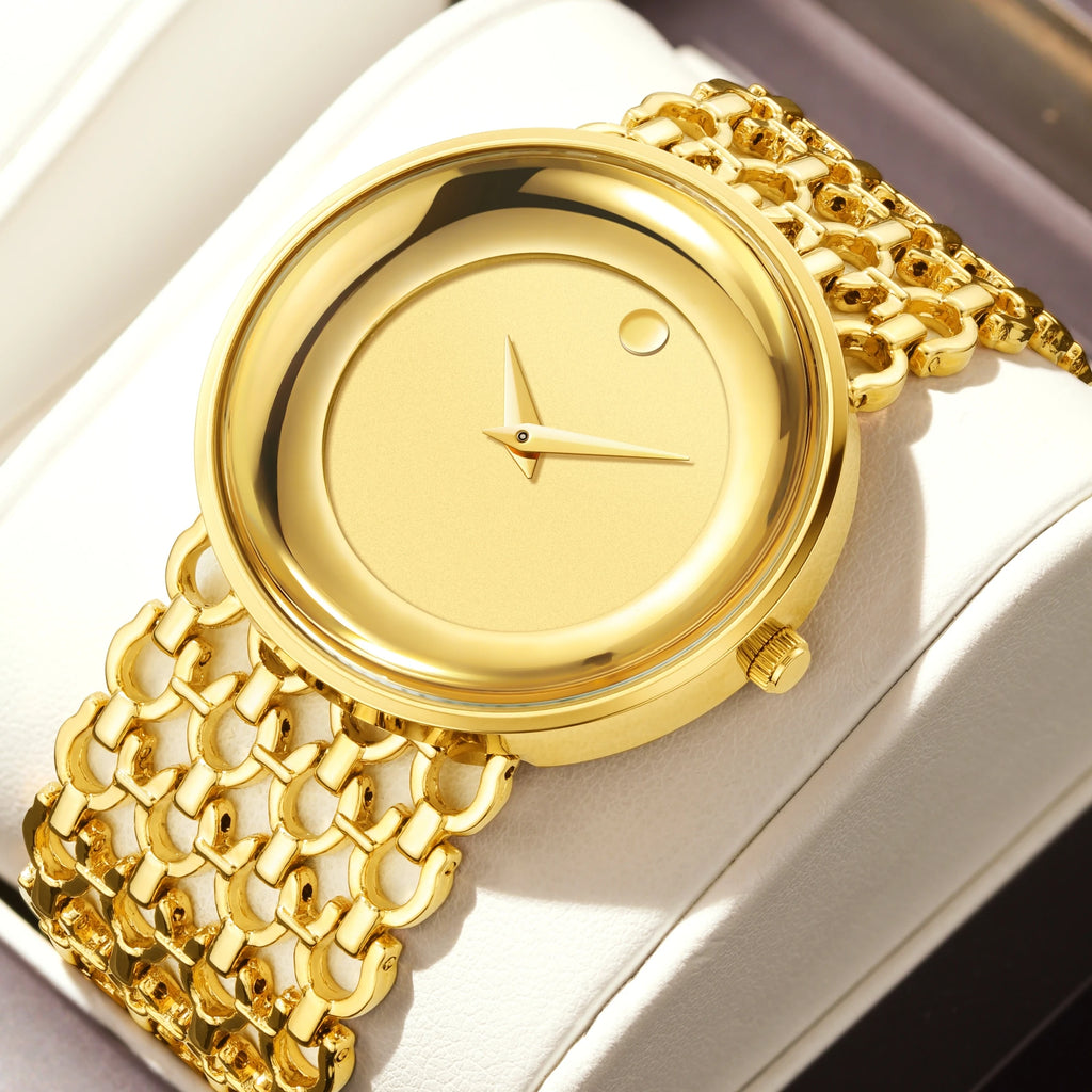 YaLaLuSi Women's Minimalist Quartz Watch with Large Dial, Water-Resistant, Gold-Tone, Perfect as a Gift watch for ladies reloj