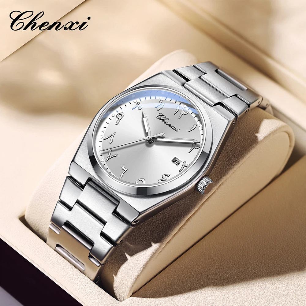 CHENXI Eastern Arabic Numerals Men's Wristwatch Business Casual Luminous Watches for Men Calendar Waterproof Quartz Man Watch