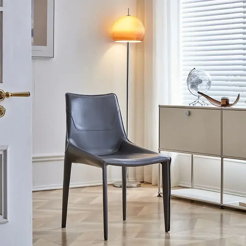 Leather Meeting Sedentary Dining Chair Luxury Backrest Comfortable Simple Dining Chair Hotel Restaurant Cadeiras Home Furniture
