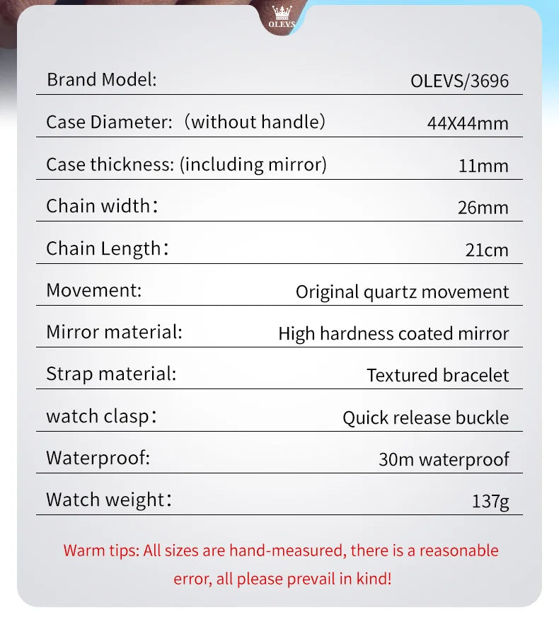 OLEVS 3696 Quartz Watch For Men Luxury Calendar Waterproof Business Men's Wristwatch Luminous Big Dial Fashion Simple Man Watch