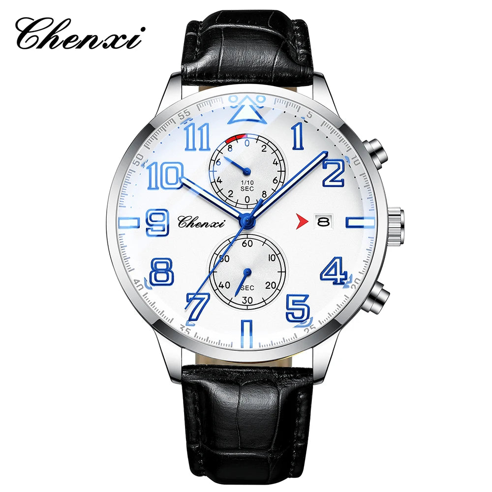 Fashion Luxury Business Men's Wristwatch Round Dial Luminous Waterproof Calendar Chronograph Man Watch
