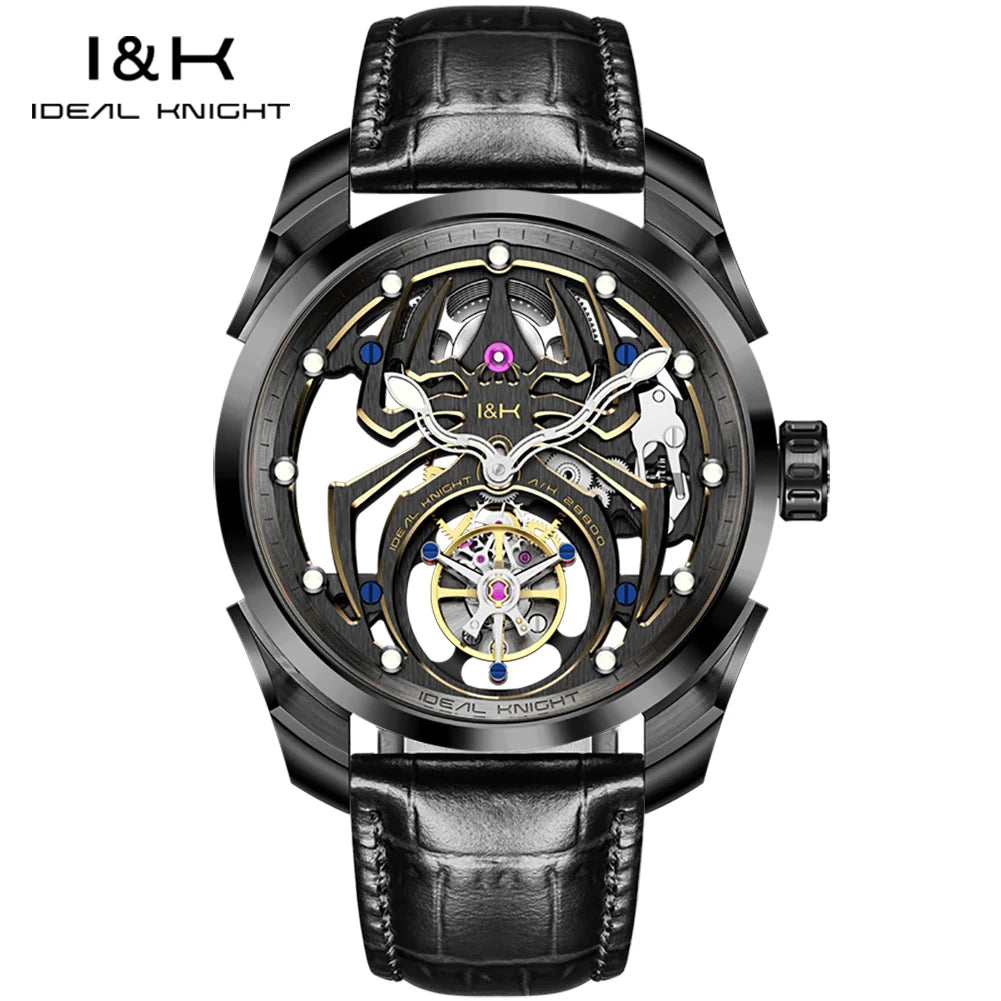 IDEAL KNIGHT 6802 Tourbillon Watch For Men Transparent Skeleton Mechanical Wristwatch Man Luxury Top Brand Limited Edition Watch