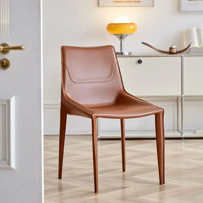 Leather Meeting Sedentary Dining Chair Luxury Backrest Comfortable Simple Dining Chair Hotel Restaurant Cadeiras Home Furniture