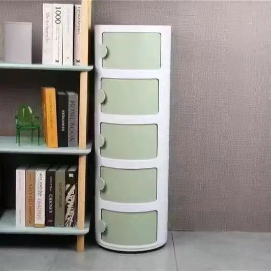 Plastic Round Bedside Nightstand with Drawers Practical Storage Box Cabinet Nightstand Chic Decor for Bedroom Living Room