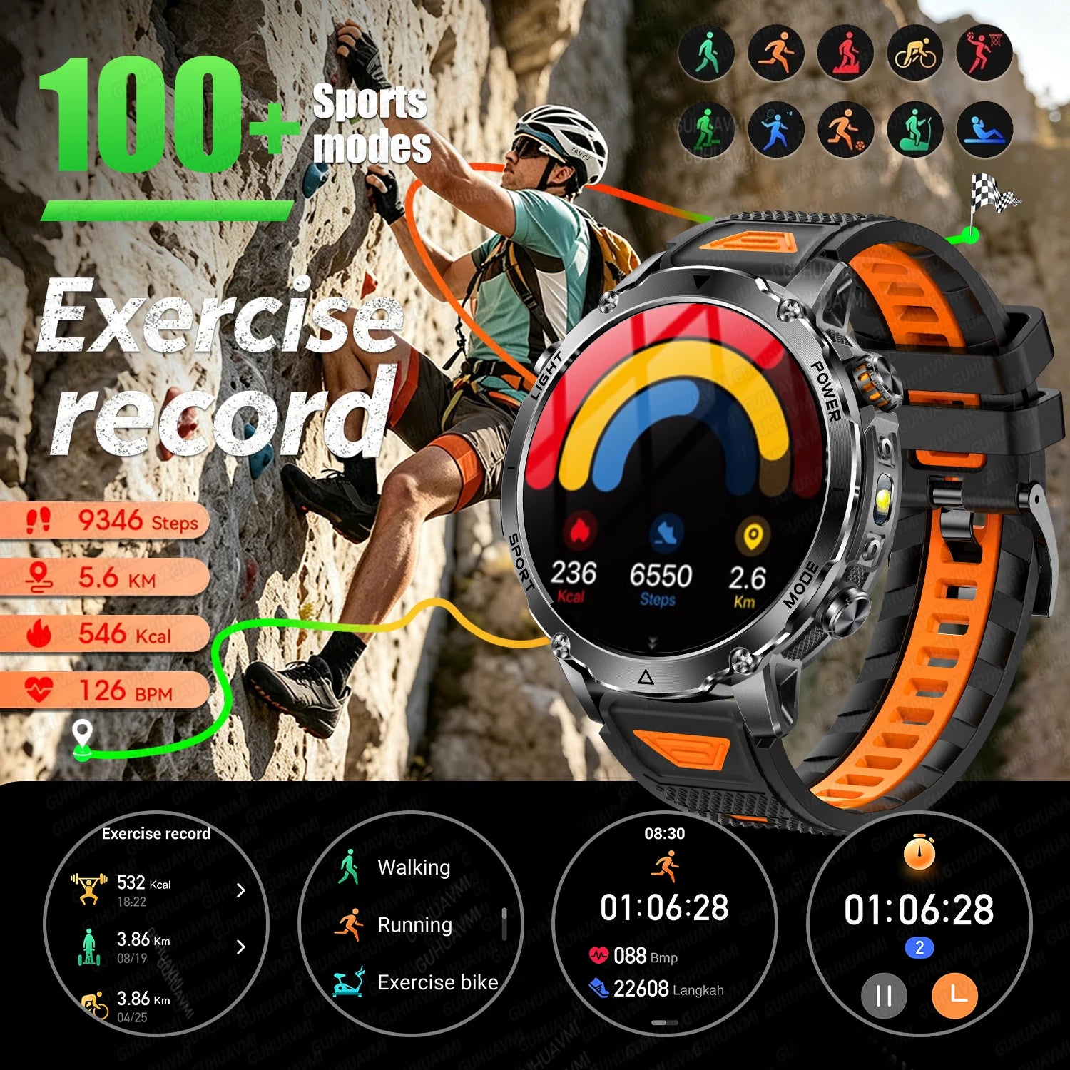 2026 New Military Smart Watch Men 1400mAh Battery 1.7-Inch AMOLED Sport GPS Track Bluetooth Call Rate Smartwatch For Android IOS