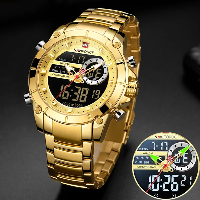 NAVIFORCE Luxury Original Sports Wrist Watch For Men Waterproof Digital Fashion Watches Male Relogio Masculino 9163 Free Shiping