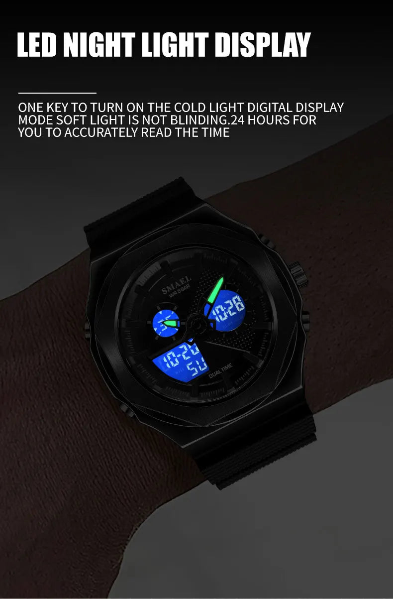 SMAEL Sport  Watches Women  50M Waterproof Lady Watches Pink Lover Gifts 8102 Dual Time Diaplay Watches Digital LED Back Light