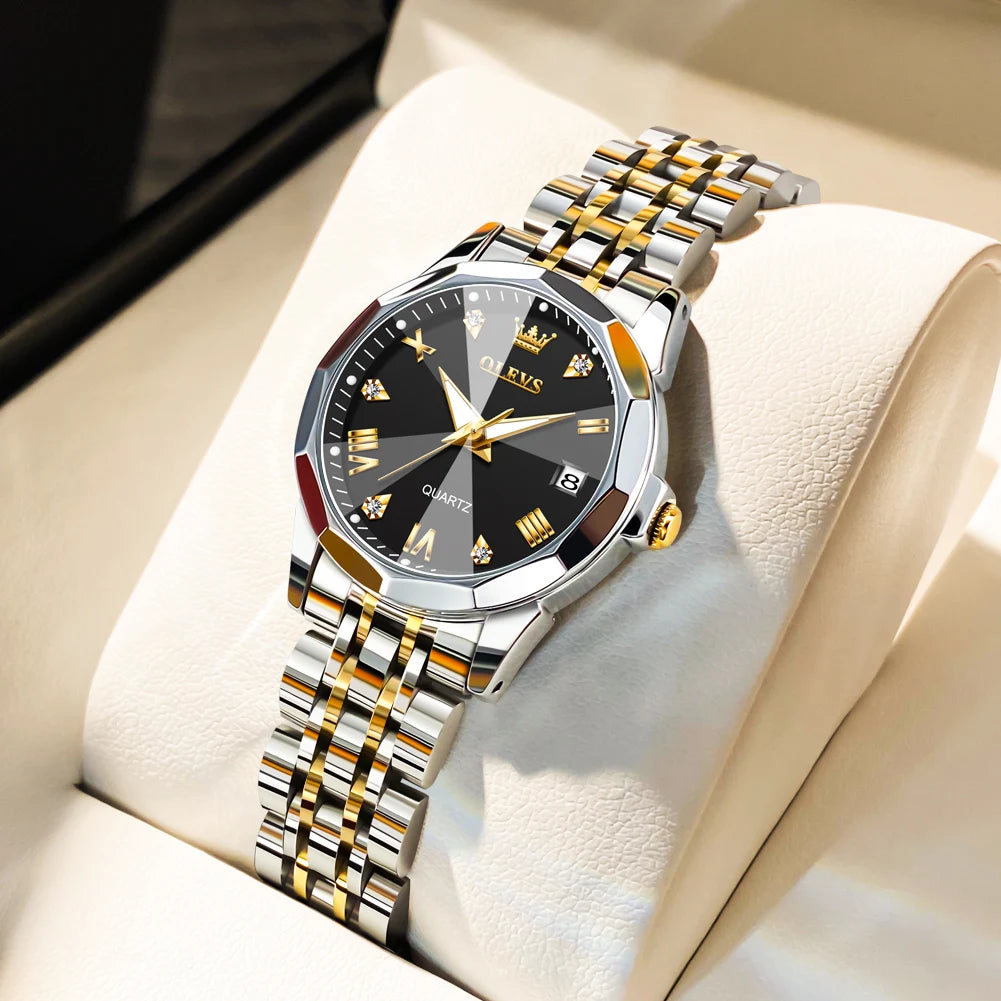OLEVS 9931 Elegant Fashion Women's Watches Luxury Brand Original Quartz Watch forLadies Waterproof Stainless Steel Luminous Date